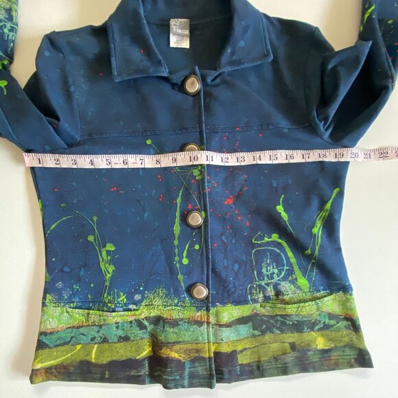 Simply Art Dolcezza Blue Green Fall Button Up Jacket S M - Picture 10 of 13